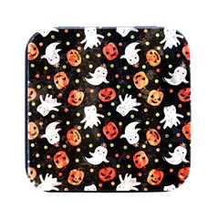 Cool Halloween Ghosts, Adoxali, Autumn Square Metal Box (black) by kyorashop23