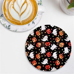 Cool Halloween Ghosts, Adoxali, Autumn Uv Print Round Tile Coaster by kyorashop23