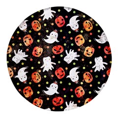 Cool Halloween Ghosts, Adoxali, Autumn Round Glass Fridge Magnet (4 Pack) by kyorashop23