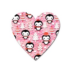 Cute Penguin Pattern, Adoxali, Christmas, December Heart Magnet by kyorashop23