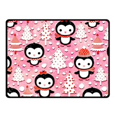 Cute Penguin Pattern, Adoxali, Christmas, December Fleece Blanket (small) by kyorashop23