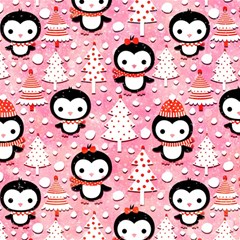 Cute Penguin Pattern, Adoxali, Christmas, December Play Mat (rectangle) by kyorashop23