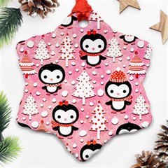 Cute Penguin Pattern, Adoxali, Christmas, December Snowflake Ornament (two Sides)