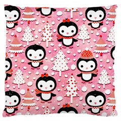 Cute Penguin Pattern, Adoxali, Christmas, December Large Cushion Case (two Sides) by kyorashop23