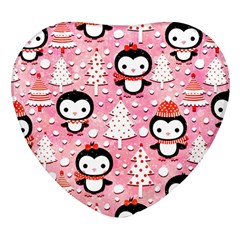 Cute Penguin Pattern, Adoxali, Christmas, December Heart Glass Fridge Magnet (4 Pack) by kyorashop23