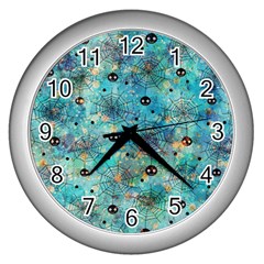 Cute Spiders Pattern, Adoxali, Halloween Wall Clock (silver) by kyorashop23