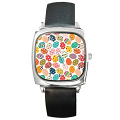 Easter Eggs Pattern, Easter Square Metal Watch