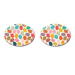 Easter Eggs Pattern, Easter Cufflinks (oval) by kyorashop23