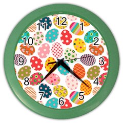 Easter Eggs Pattern, Easter Color Wall Clock by kyorashop23