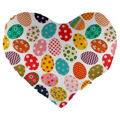 Easter Eggs Pattern, Easter Large 19  Premium Heart Shape Cushions