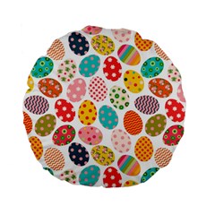 Easter Eggs Pattern, Easter Standard 15  Premium Flano Round Cushions