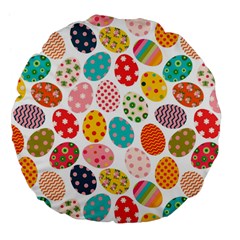 Easter Eggs Pattern, Easter Large 18  Premium Flano Round Cushions