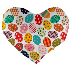 Easter Eggs Pattern, Easter Large 19  Premium Flano Heart Shape Cushions