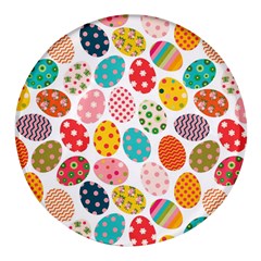 Easter Eggs Pattern, Easter Round Glass Fridge Magnet (4 pack)