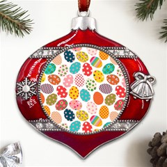 Easter Eggs Pattern, Easter Metal Snowflake And Bell Red Ornament