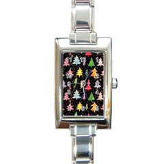 Fun Christmas Trees Rectangle Italian Charm Watch by kyorashop23