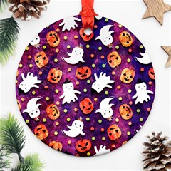 Fun Halloween Ghosts, Adoxali, Fun, Halloween Ornament (round) by kyorashop23