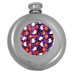 Fun Halloween Ghosts, Adoxali, Fun, Halloween Round Hip Flask (5 Oz) by kyorashop23