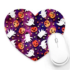 Fun Halloween Ghosts, Adoxali, Fun, Halloween Heart Mousepad by kyorashop23