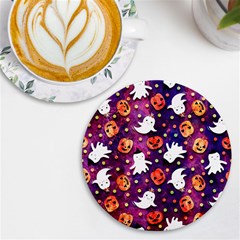 Fun Halloween Ghosts, Adoxali, Fun, Halloween Uv Print Round Tile Coaster by kyorashop23