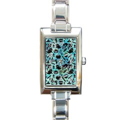 Ghosts Owls Pumpkins Rectangle Italian Charm Watch by kyorashop23