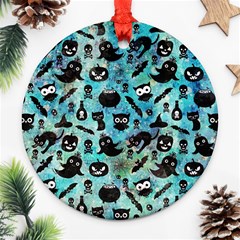 Ghosts Owls Pumpkins Ornament (round) by kyorashop23