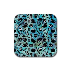 Ghosts Owls Pumpkins Rubber Coaster (square) by kyorashop23