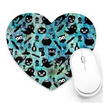 Ghosts Owls Pumpkins Heart Mousepad Front