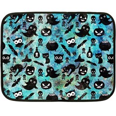 Ghosts Owls Pumpkins Fleece Blanket (mini) by kyorashop23