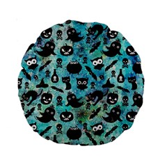 Ghosts Owls Pumpkins Standard 15  Premium Round Cushions by kyorashop23