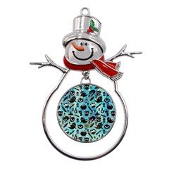 Ghosts Owls Pumpkins Metal Snowman Ornament