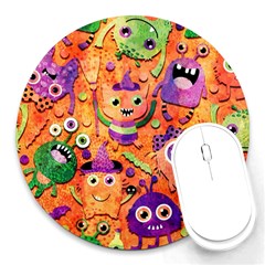 Halloween Monsters Round Mousepad by kyorashop23