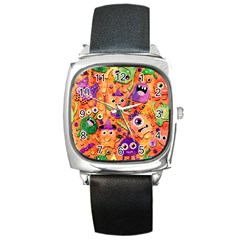 Halloween Monsters Square Metal Watch by kyorashop23