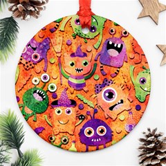 Halloween Monsters Round Ornament (two Sides)