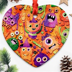 Halloween Monsters Heart Ornament (two Sides)