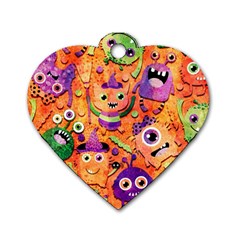 Halloween Monsters Dog Tag Heart (two Sides) by kyorashop23