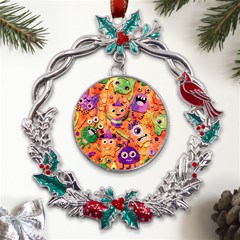 Halloween Monsters Metal X mas Wreath Holly Leaf Ornament