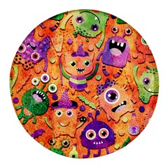 Halloween Monsters Round Glass Fridge Magnet (4 Pack) by kyorashop23