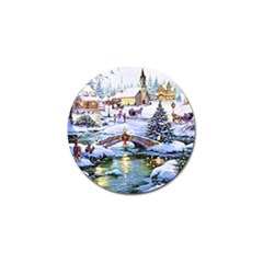 Icy Lights, Art, Christmas, Houses Golf Ball Marker by kyorashop23