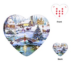 Icy Lights, Art, Christmas, Houses Playing Cards Single Design (heart)