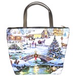 Icy Lights, Art, Christmas, Houses Bucket Bag Back