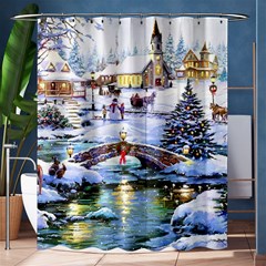 Icy Lights, Art, Christmas, Houses Shower Curtain 60  X 72  (medium)  by kyorashop23