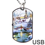 Icy Lights, Art, Christmas, Houses Dog Tag USB Flash (Two Sides) Back