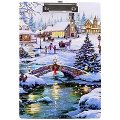 Icy Lights, Art, Christmas, Houses A4 Acrylic Clipboard by kyorashop23