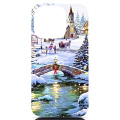 Icy Lights, Art, Christmas, Houses Iphone 14 Pro Black Uv Print Case by kyorashop23