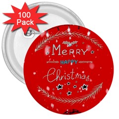 Merry, Happy Christmas, Christmas Gnome 3  Buttons (100 Pack)  by kyorashop23