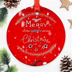 Merry, Happy Christmas, Christmas Gnome Round Ornament (two Sides)