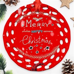 Merry, Happy Christmas, Christmas Gnome Ornament (round Filigree)