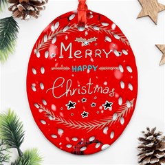 Merry, Happy Christmas, Christmas Gnome Oval Filigree Ornament (two Sides)