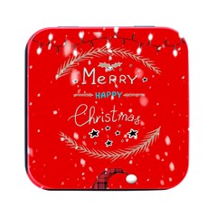 Merry, Happy Christmas, Christmas Gnome Square Metal Box (black) by kyorashop23